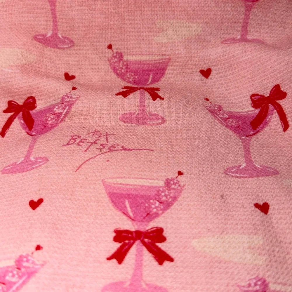 Betsey Johnson 18x28 Pink Martini Bow Hearts Coquette Girly Kitsch Home Decor